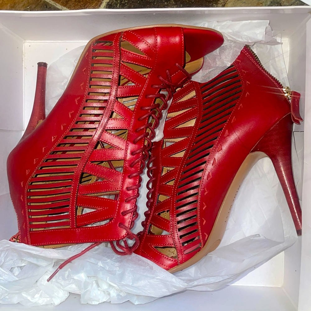 Nine West red open toe heels